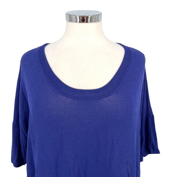 Wilfred Blue Knit Short Sleeve Side Slit Top Size Large - Picture 2 of 10